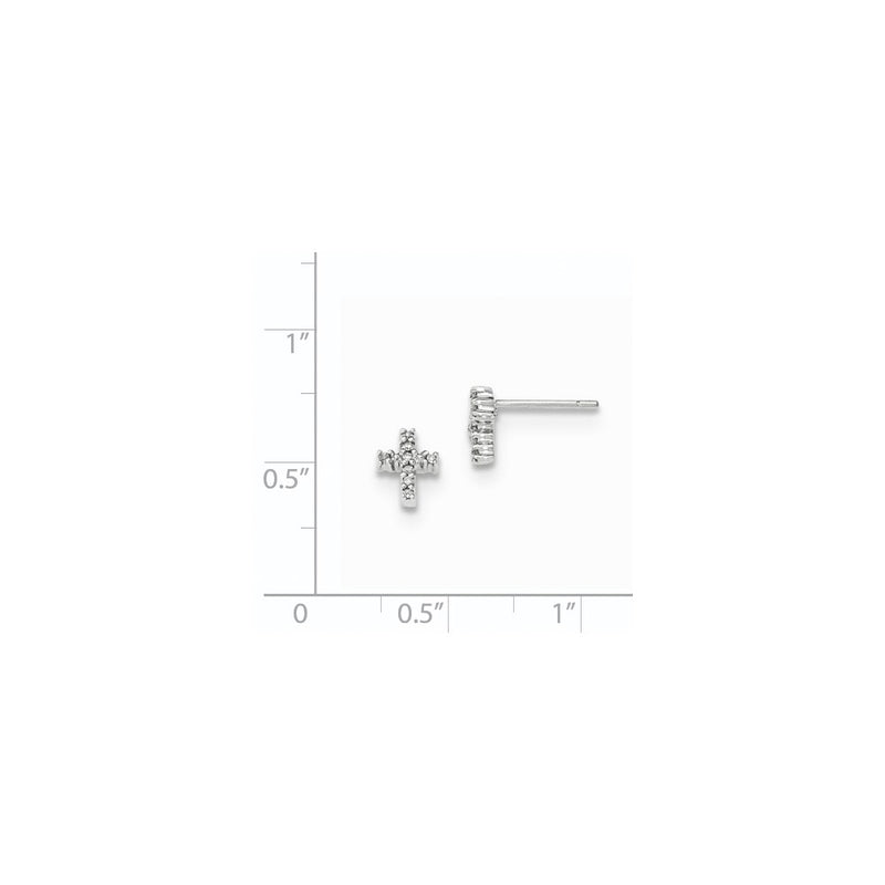 14K White Gold Polished Real Diamond Cross Post Earrings