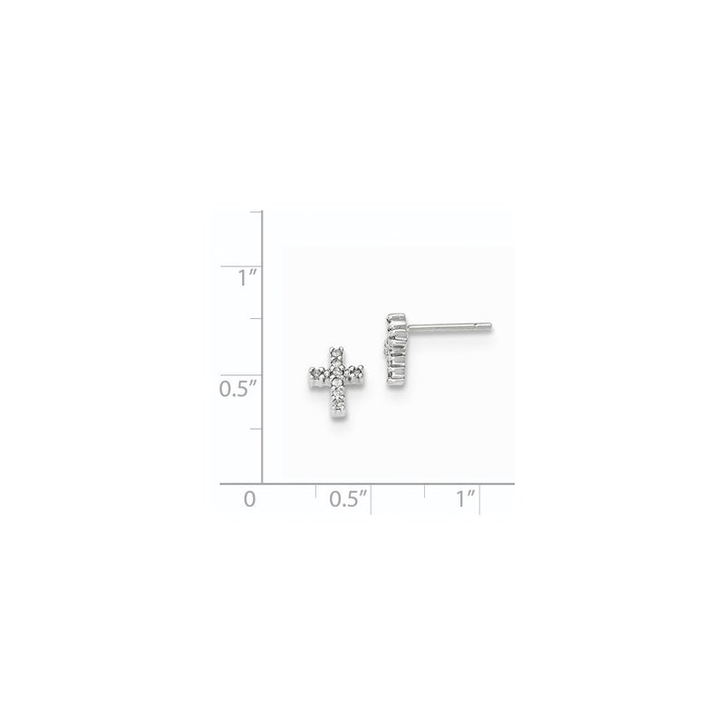 14K White Gold Polished Real Diamond Cross Post Earrings