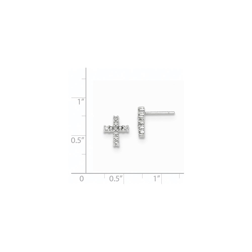14K White Gold Polished Real Diamond Cross Post Earrings