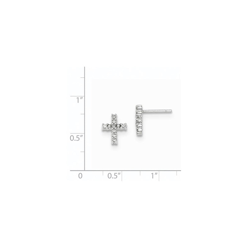 14K White Gold Polished Real Diamond Cross Post Earrings