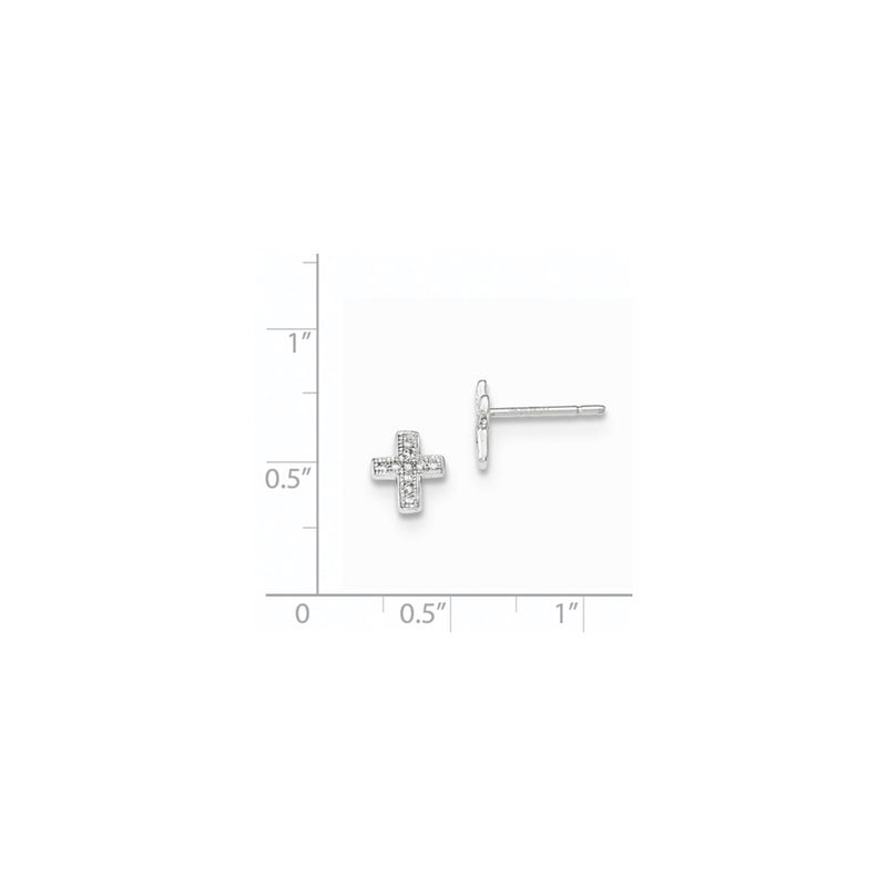 14K White Gold Polished Real Diamond Cross Post Earrings