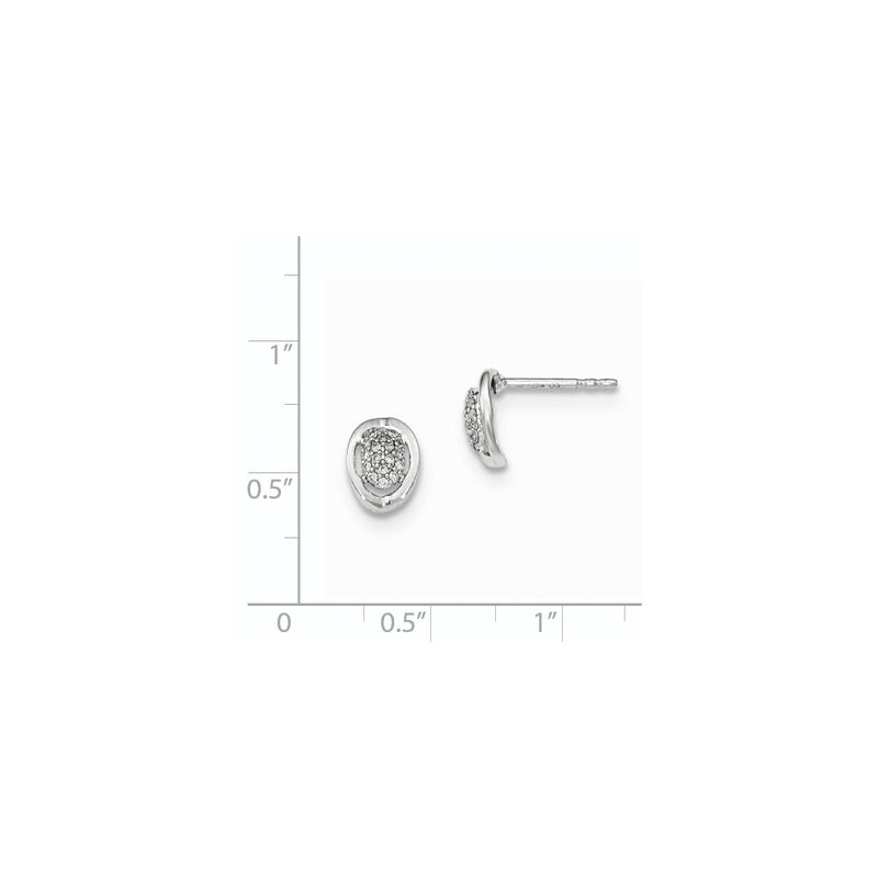 14K White Gold Polished Real Diamond Oval Domed Post Earrings
