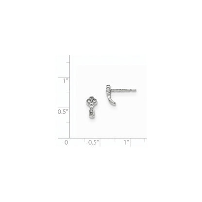 14K White Gold Real Diamond Post Earrings