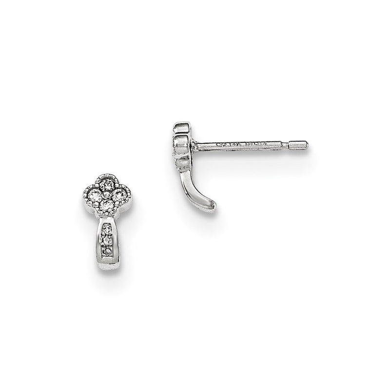 14K White Gold Real Diamond Post Earrings