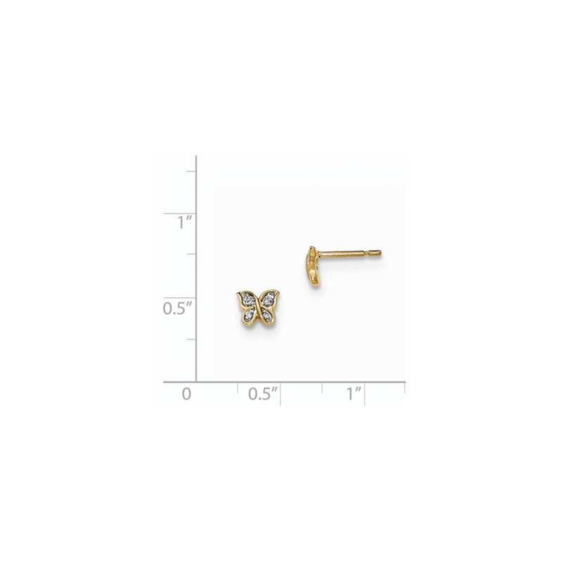 14k Yellow Gold Real Diamond Pavâ€š Post Butterfly Earrings