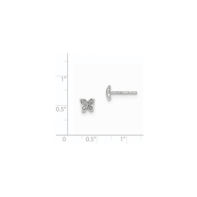 14K White Gold Real Diamond Butterfly Post Earrings