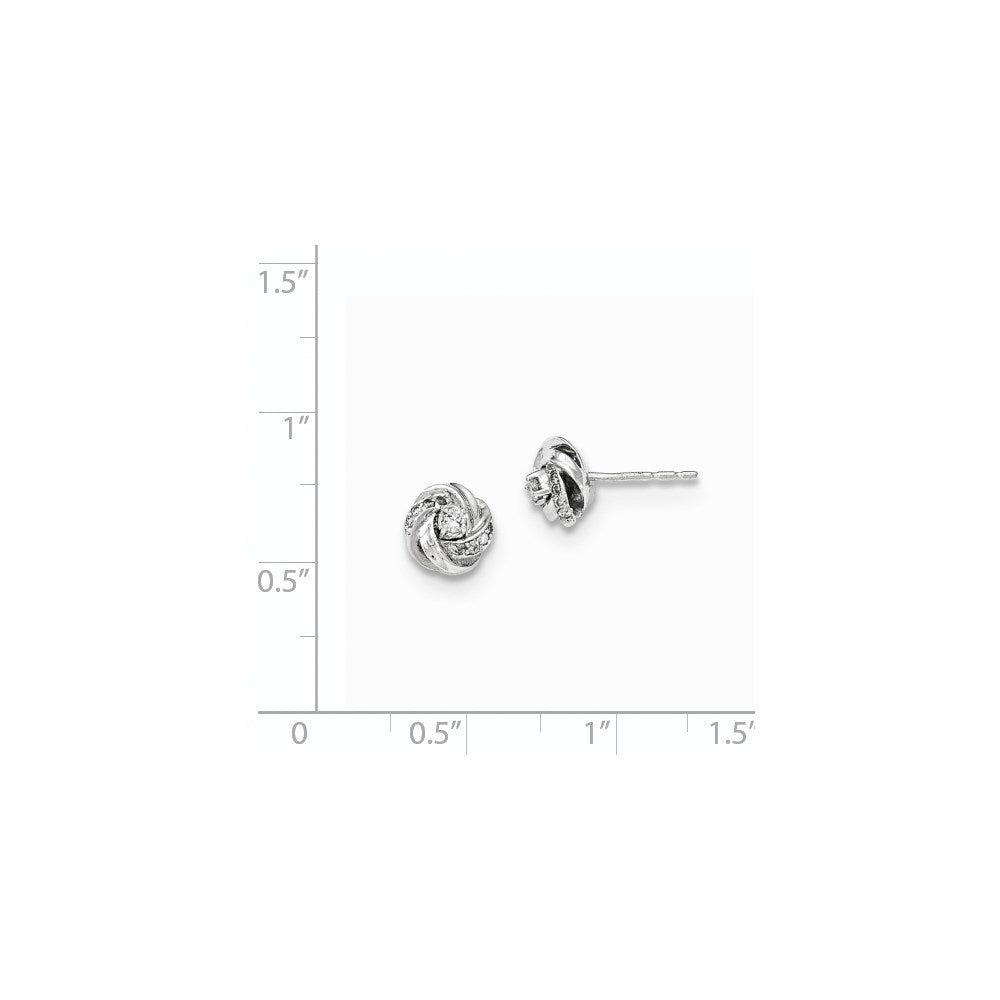 14K White Gold Real Diamond Post Earrings