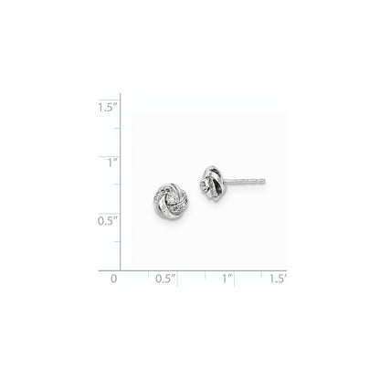 14K White Gold Real Diamond Post Earrings