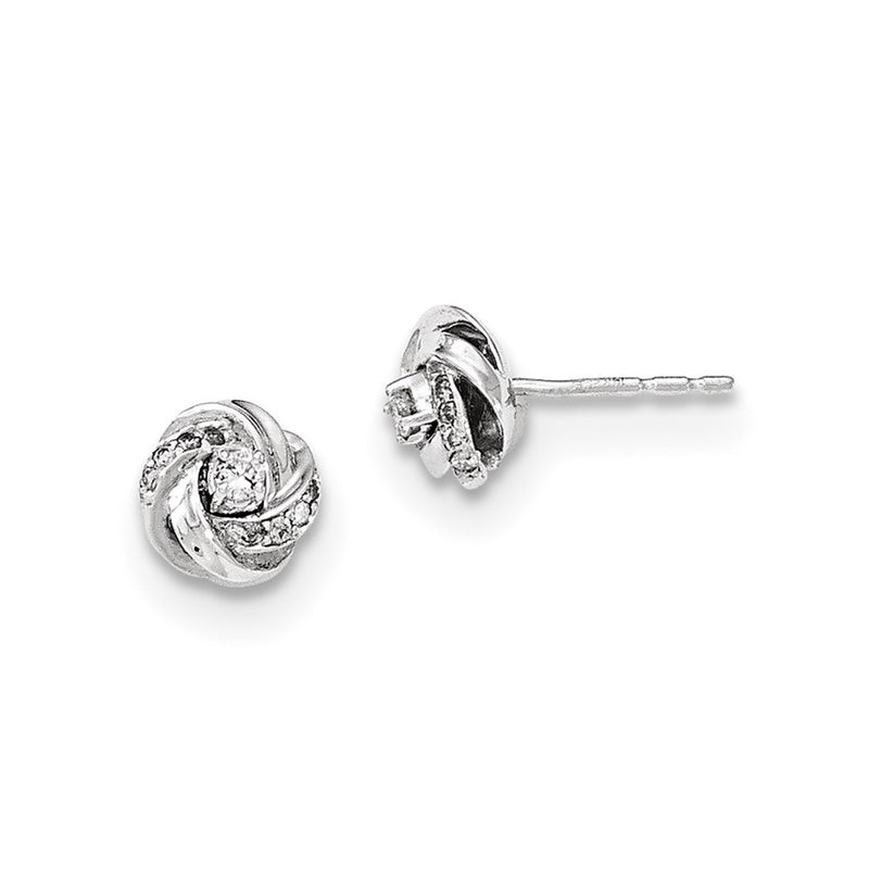 14K White Gold Real Diamond Post Earrings