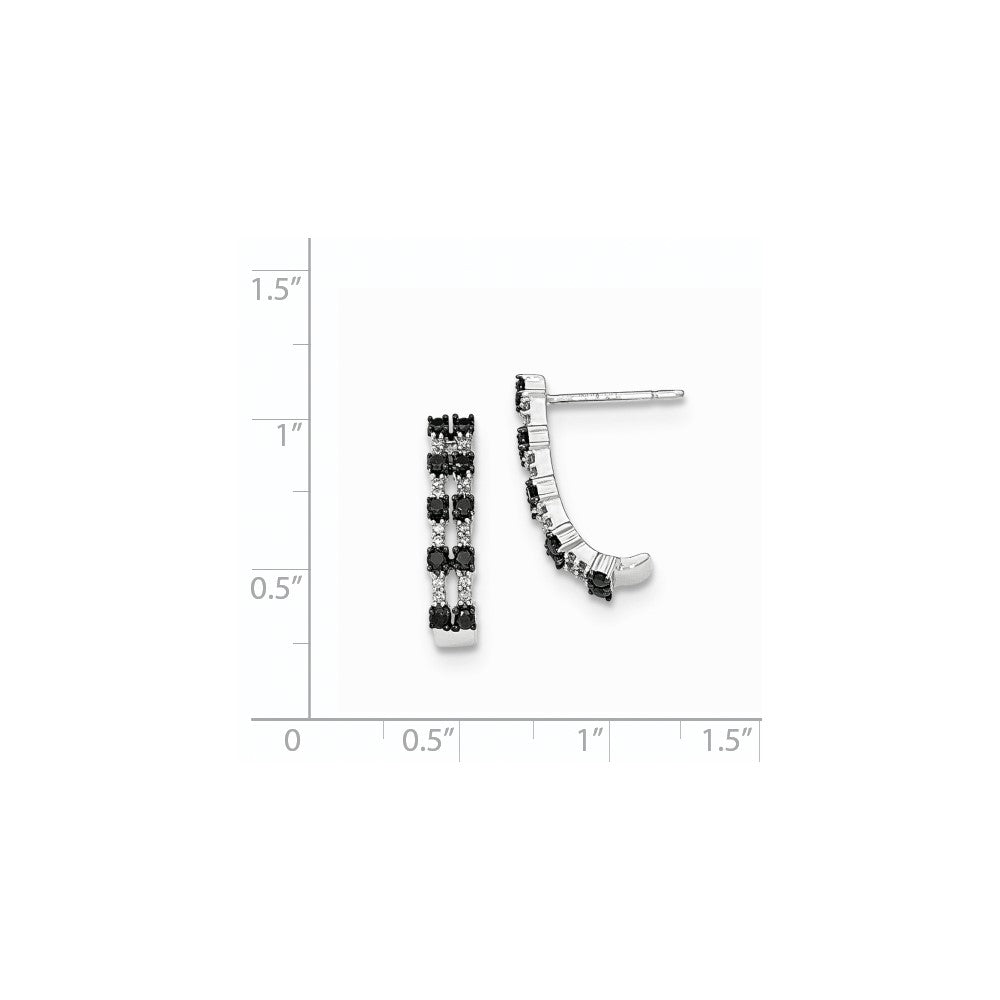 14K White Gold Black & White Real Diamond Post Earrings