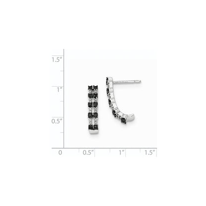 14K White Gold Black & White Real Diamond Post Earrings