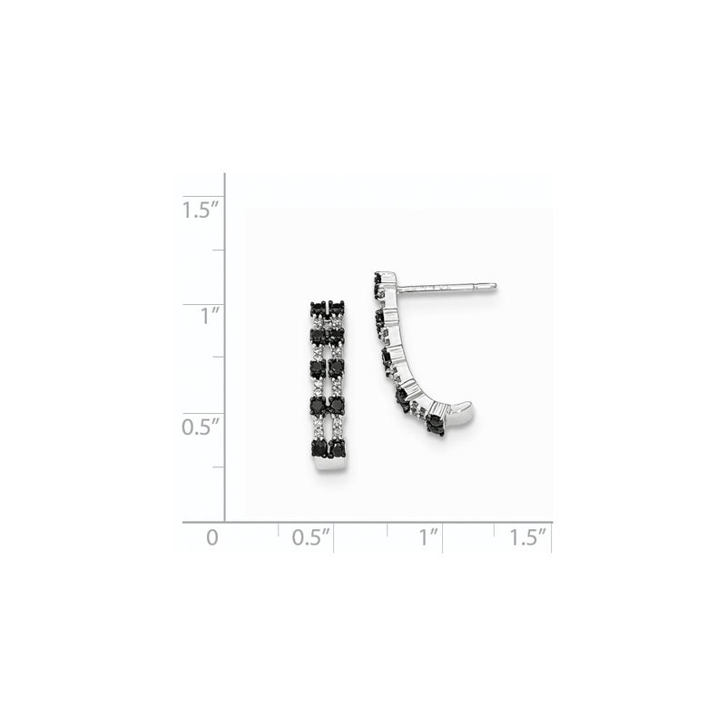 14K White Gold Black & White Real Diamond Post Earrings