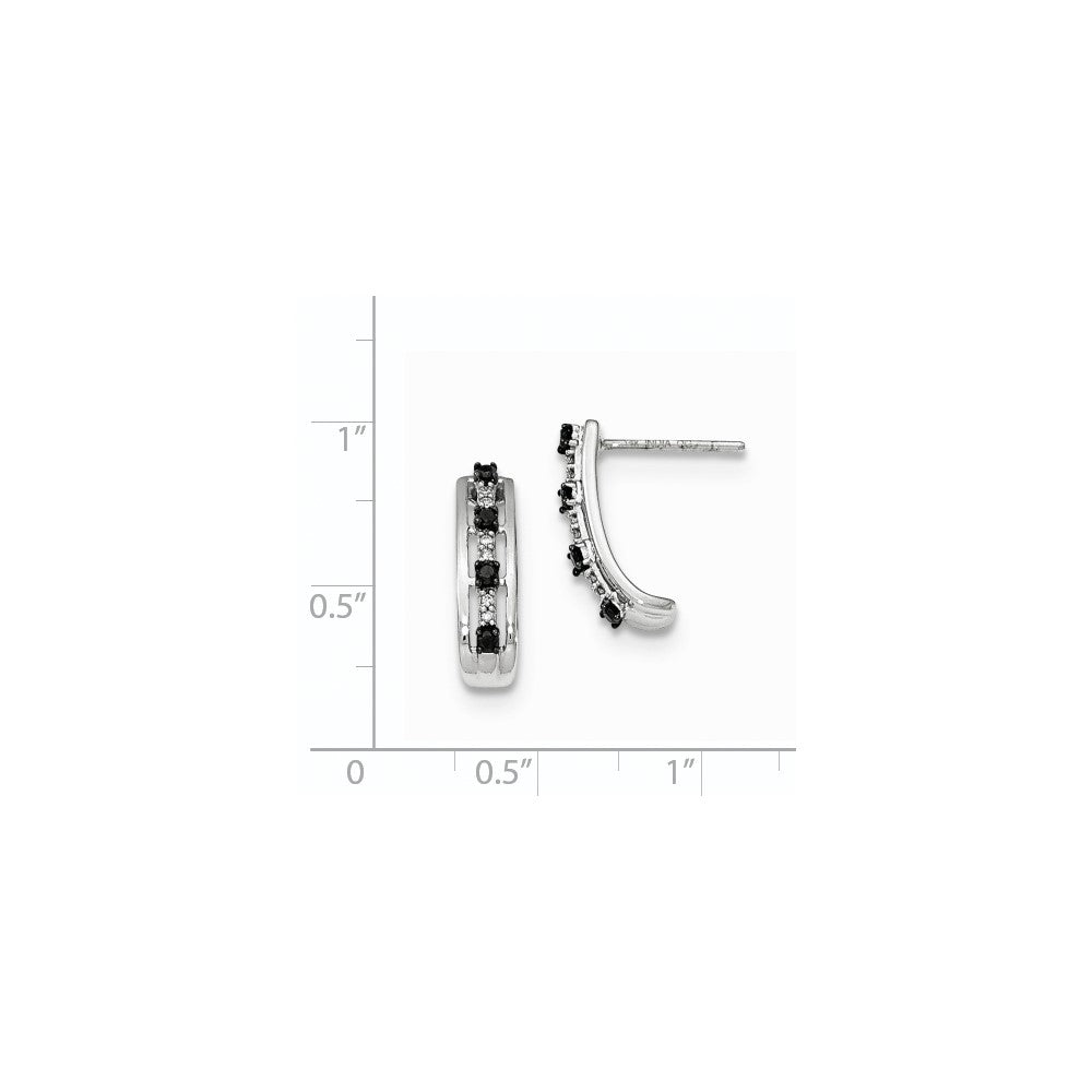 14K White Gold Black & White Real Diamond Post Earrings