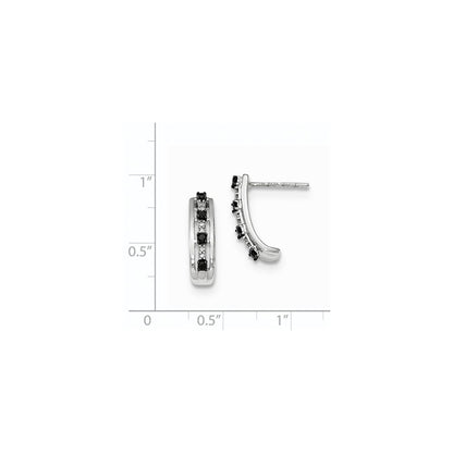 14K White Gold Black & White Real Diamond Post Earrings