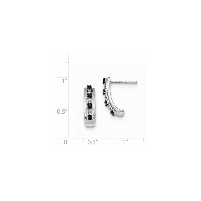 14K White Gold Black & White Real Diamond Post Earrings