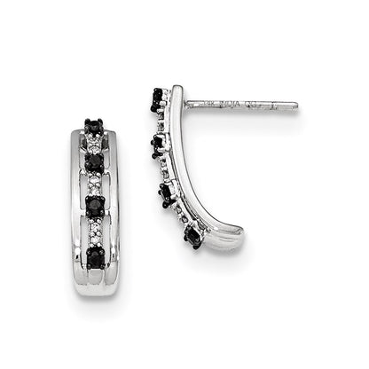 14K White Gold Black & White Real Diamond Post Earrings