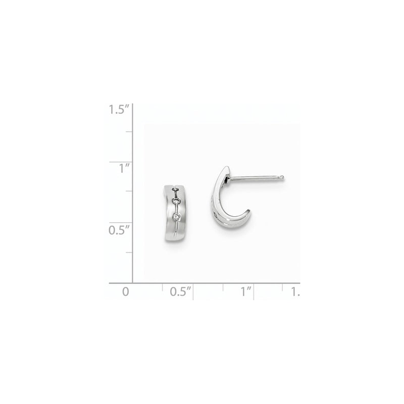 14k White Gold Real Diamond Huggie Post Earrings