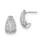 14K White Gold Real Diamond J-Hoop Post Earrings