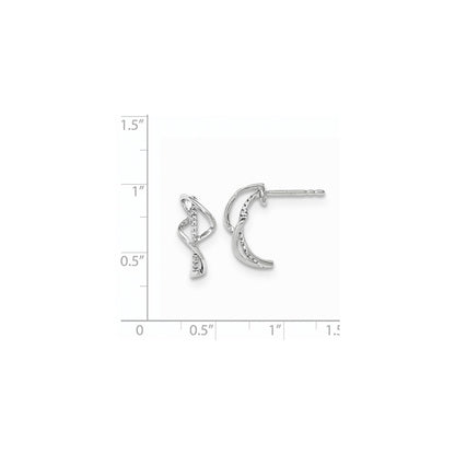 14K White Gold Polished Real Diamond Twist Post Earrings