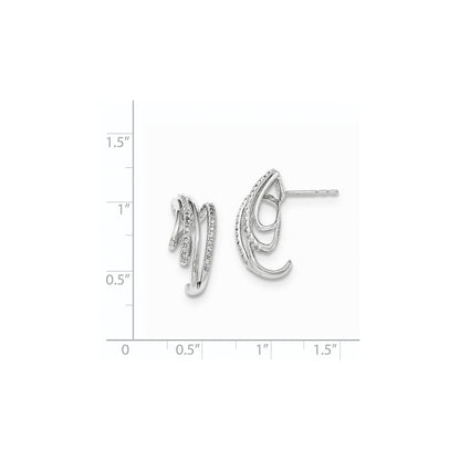 14K White Gold Real Diamond Post Earrings