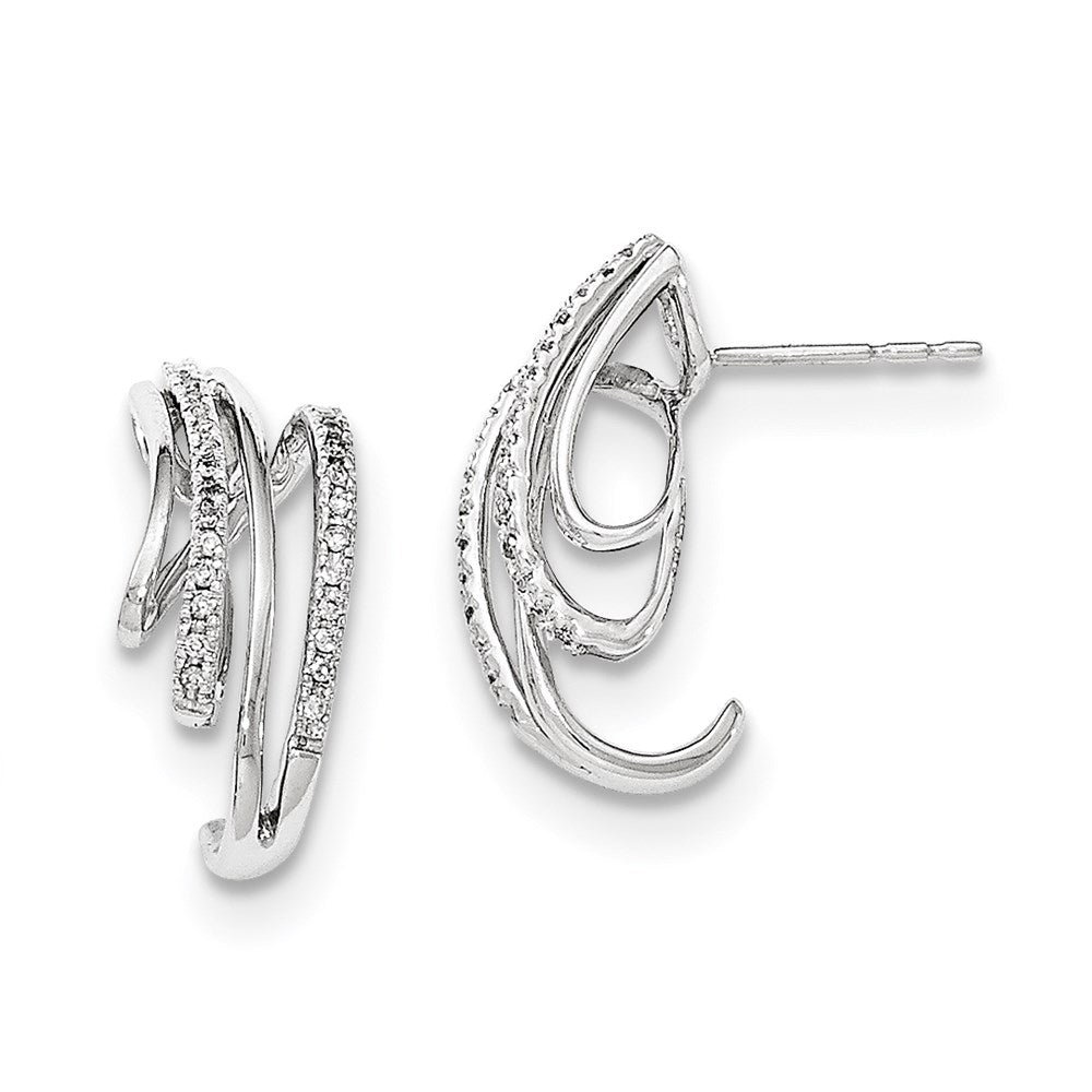 14K White Gold Real Diamond Post Earrings