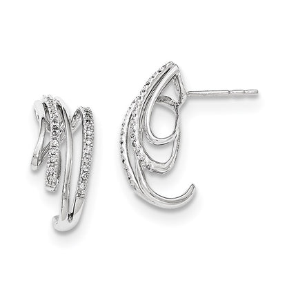 14K White Gold Real Diamond Post Earrings