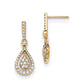 14k Yellow Gold Real Diamond Fancy Teardrop Dangle Post Earrings