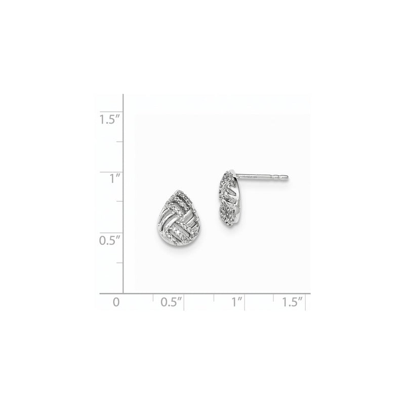 14K White Gold Polished Real Diamond Teardrop Domed Post Earrings