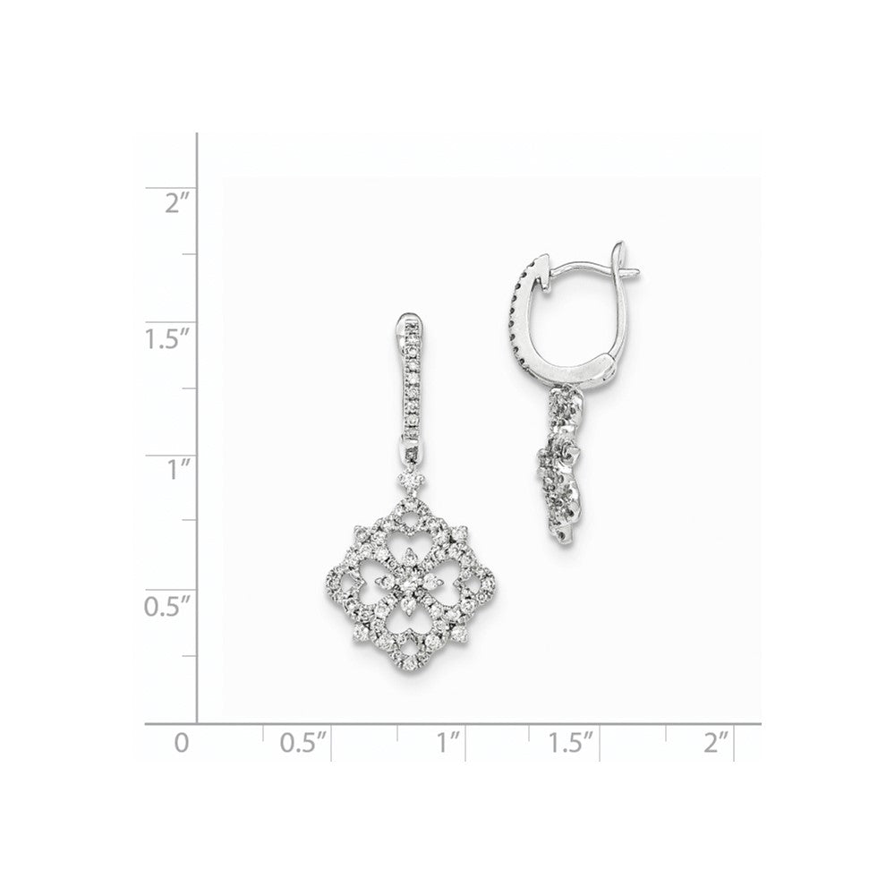 14k White Gold Real Diamond Leverback Dangle Earrings