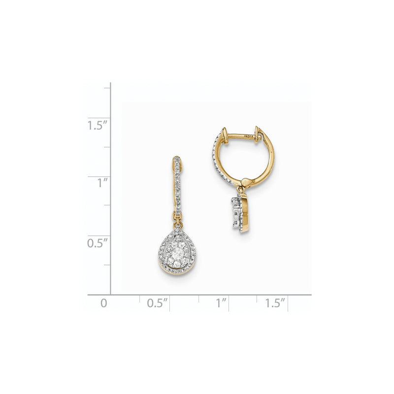 14k Yellow Gold Real Diamond Hinged Dangle Earrings