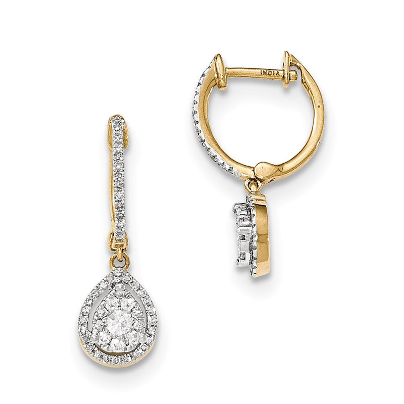 14k Yellow Gold Real Diamond Hinged Dangle Earrings