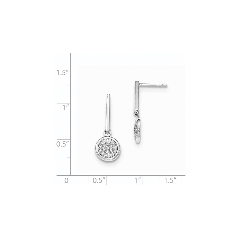 14k White Gold Real Diamond Post Dangle Earrings