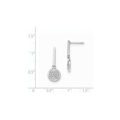 14k White Gold Real Diamond Post Dangle Earrings