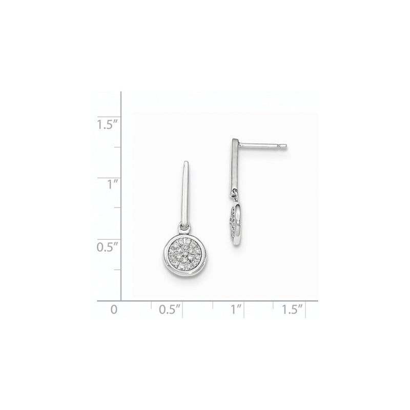 14k White Gold Real Diamond Post Dangle Earrings