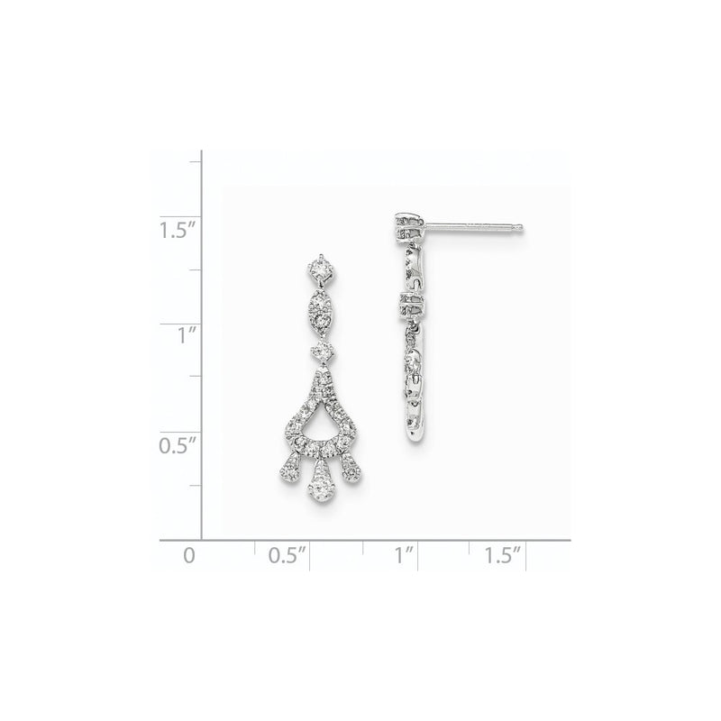 14k White Gold Real Diamond Post Dangle Earrings