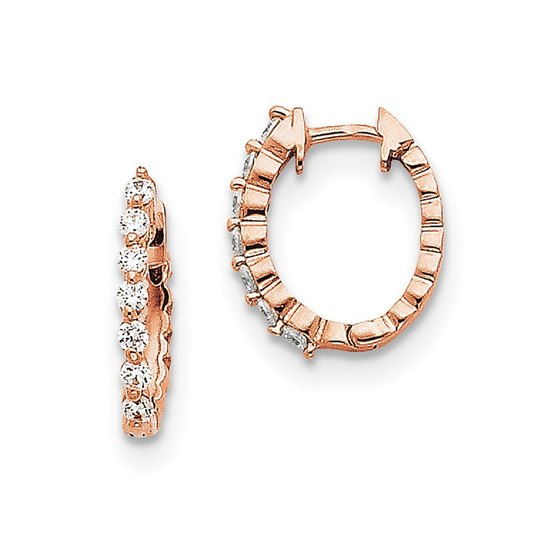 14k Rose Gold VS Real Diamond Hinged Hoop Earrings