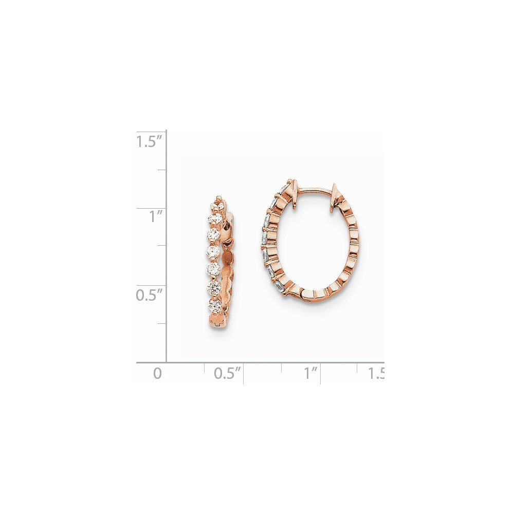14k Rose Gold A Real Diamond Hinged Hoop Earrings