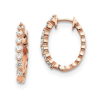 14k Rose Gold A Real Diamond Hinged Hoop Earrings