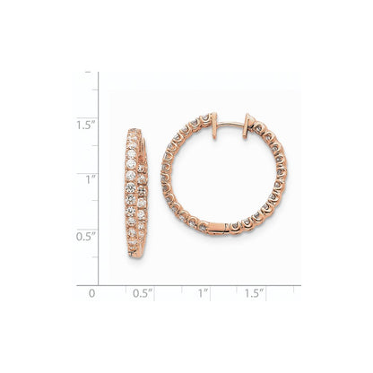 14k Rose Gold AAA Real Diamond Hinged Hoop Earrings