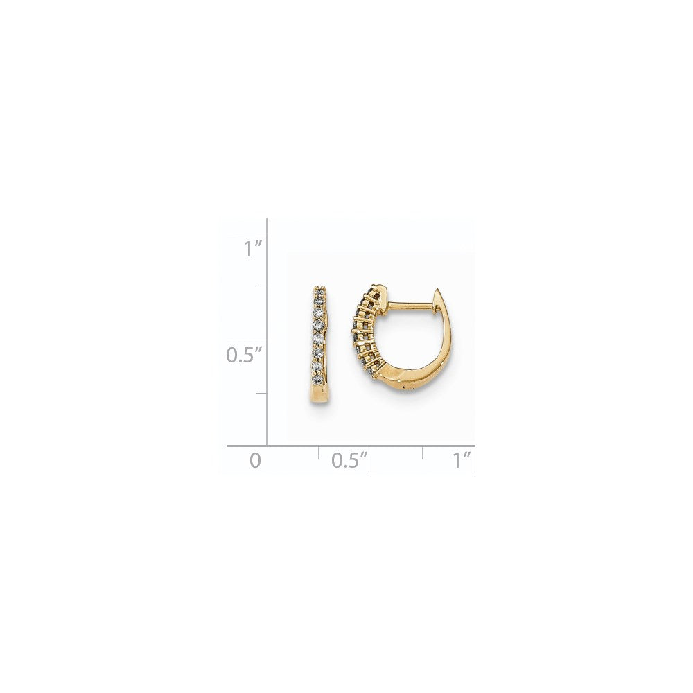 14k Yellow Gold Polished Real Diamond Hinged Hoop Earrings