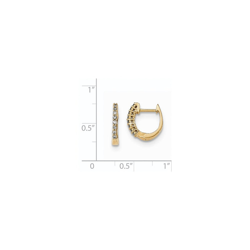 14k Yellow Gold Polished Real Diamond Hinged Hoop Earrings