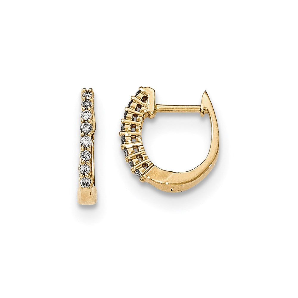 14k Yellow Gold Polished Real Diamond Hinged Hoop Earrings
