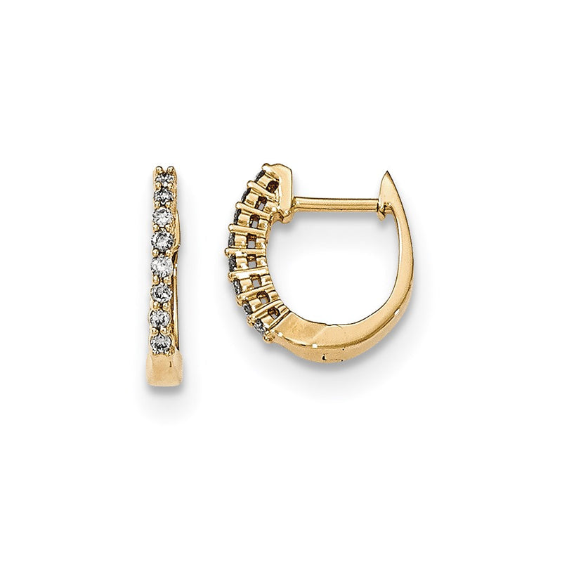 14k Yellow Gold Polished Real Diamond Hinged Hoop Earrings