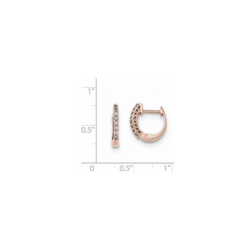 14K Rose Gold Polished Real Diamond Hinged Hoop Earrings