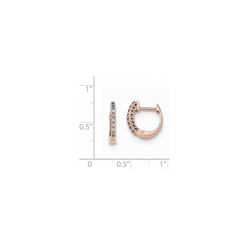 14K Rose Gold Polished Real Diamond Hinged Hoop Earrings