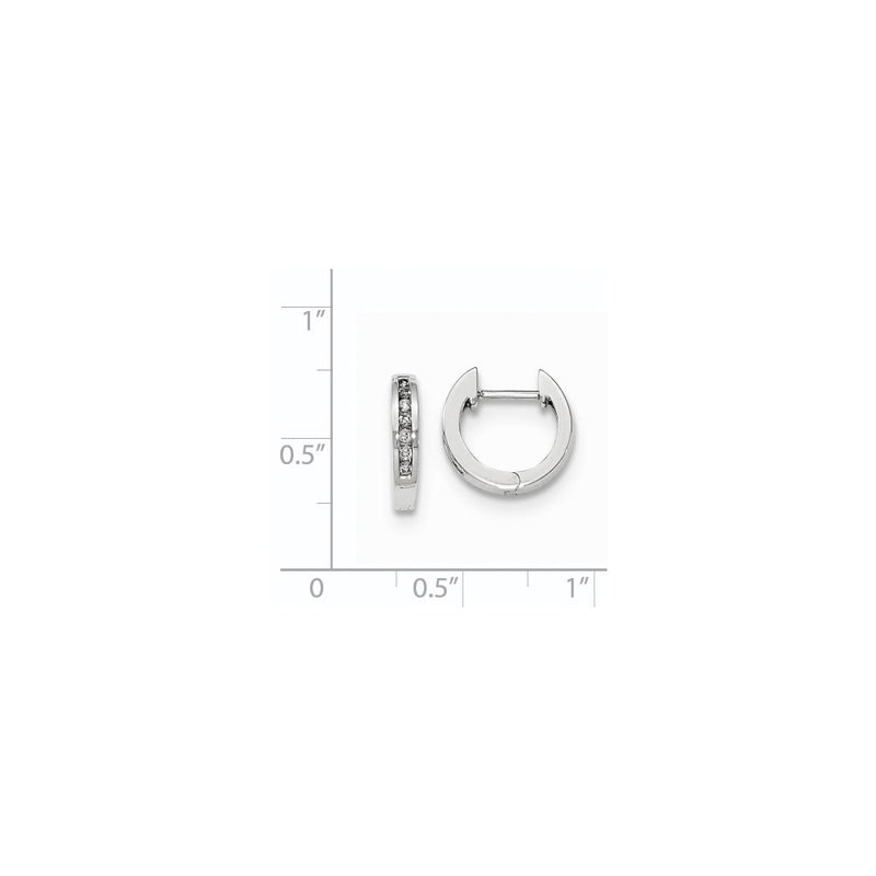 14K White Gold Polished Real Diamond Hinged Hoop Earrings