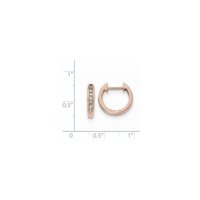 14K Rose Gold Polished Real Diamond Hinged Hoop Earrings