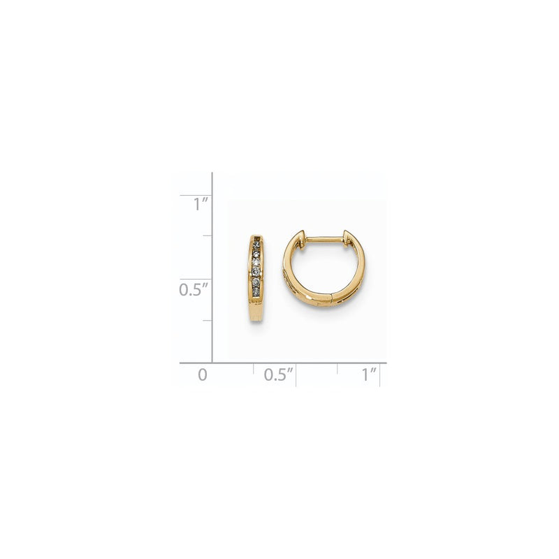 14k Yellow Gold Polished Real Diamond Hinged Hoop Earrings