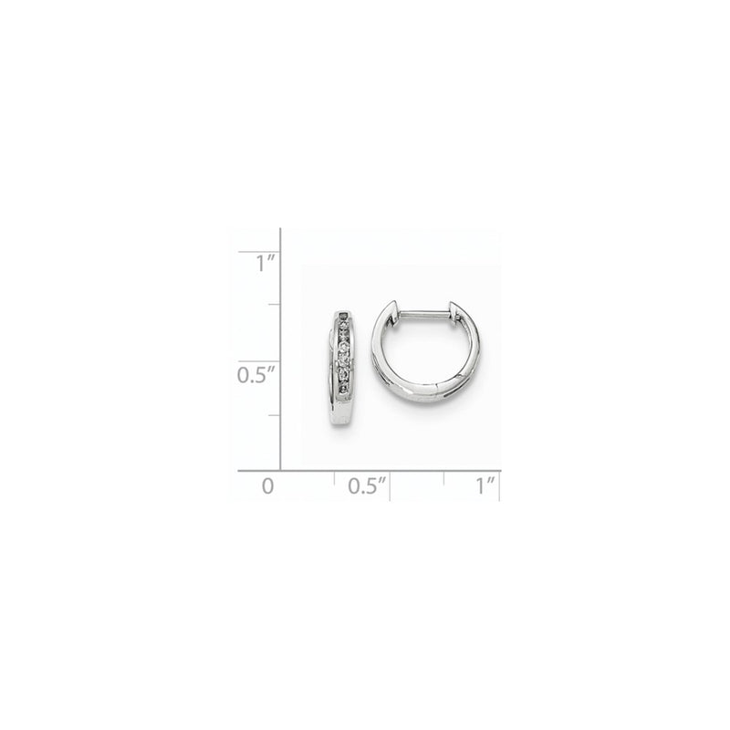 14K White Gold Polished Real Diamond Hinged Hoop Earrings