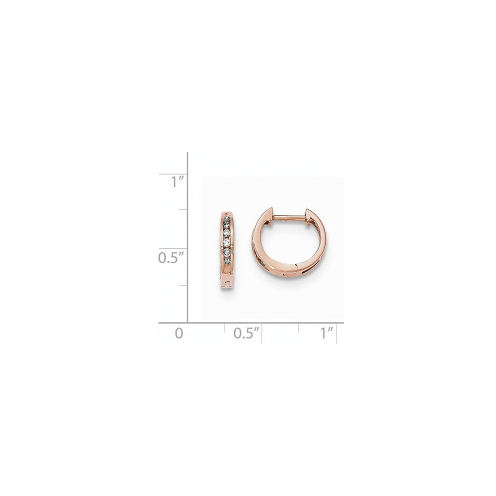 14K Rose Gold Polished Real Diamond Hinged Hoop Earrings